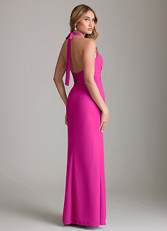 Azazie Valerie Bridesmaid Dresses Fuchsia Mermaid Pleated Chiffon Dress image2