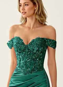 Nerine Dark Green Lace Corset Lace Up Back Mermaid Prom Dress image2