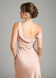 Azazie Madelyn Bridesmaid Dresses Rose Gold Mermaid One Shoulder Stretch Satin Convertible Dress image7