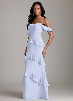 Azazie Chayla Suknie dla druhen Osłona Zza ramienia Szyfon Do ziemi Sukienka image5