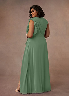 Azazie Narine Mother of the Bride Dresses Matcha A-Line High Neckline Pleated Chiffon Dress image17