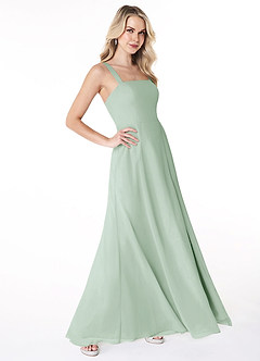 Azazie Jay Bridesmaid Dresses Agave A-Line Square Neckline Side Slit Chiffon Dress image3
