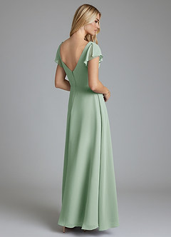 Azazie Omari Bridesmaid Dresses Agave A-Line Chiffon Dress image2