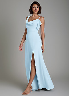 Azazie Jayden Bridesmaid Dresses Sky Blue A-Line Side Slit Chiffon Dress image6