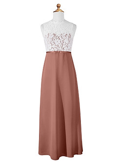 Azazie Rana Junior A-Linie Spitze Chiffon Kleid Zedernrose image5