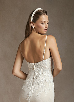 Azazie Sade Wedding Dresses Diamond White Champagne Mermaid Sequins Tulle Dress image8