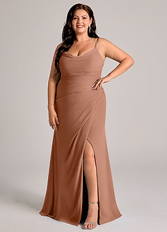Azazie Deandra Bridesmaid Dresses Bronzer Mermaid Pleated Chiffon Dress image9