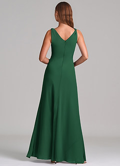 Azazie Nerine Brudtärnklänningar Klä av A-Linje i Chiffong Plisserad Mörkgrön image5