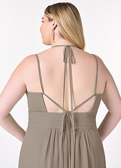 Azazie Farren Bridesmaid Dresses Taupe A-Line Pleated Chiffon Convertible Dress image14