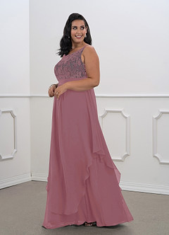 Azazie Xella Mother of the Bride Dresses Vintage Mauve A-Line Lace Chiffon Dress image9
