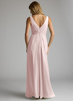 Azazie Gina Bridesmaid Dresses Blushing Pink A-Line V-Neck Pleated Chiffon Dress image5