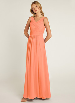 Azazie Pierrette Bridesmaid Dresses Sunset A-Line Pleated Chiffon Dress image3