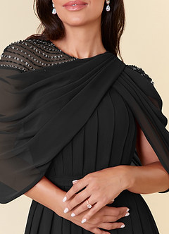 Azazie Olena Mother of the Bride Dresses Black A-Line Sequins Chiffon Dress image5