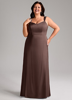 Azazie Denice Abiti da Damigella Abito Tubino in Raso Elasticizzato Plissettato Ganache image10