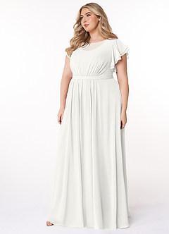 Azazie Daphne Modest Bridesmaid Dresses A-Line Ruffled Chiffon Floor-Length Dress image8