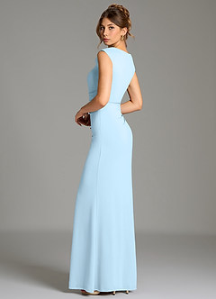 Azazie Chantal Robes de demoiselle d'honneur Robe Sirène en Jersey extensible de qualité supérieure Plissée Bleu Ciel image7
