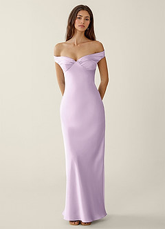 Gwendonme Frosted Lilac Satin Crystal Linen Prom Dress image4