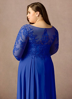 Azazie Marge Mother of the Bride Dresses Royal Blue A-Line Scoop Lace Chiffon Dress image12