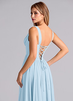 Azazie Delmie Final Sale Sky Blue A-Line Corset Chiffon Dress image2