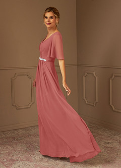 Azazie Tricia Mother of the Bride Dresses Antique Rose A-Line V-Neck Pleated Chiffon Dress image3