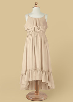 Azazie Karmen Flower Girl Dresses Champagne A-Line Ruched Chiffon Dress image9