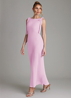 Azazie Luddie Bridesmaid Dresses Candy Pink Mermaid Bow Chiffon Dress image1