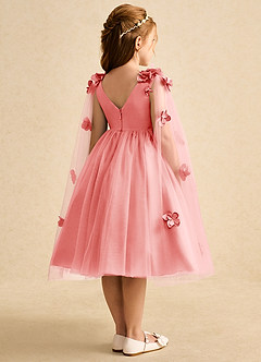 Azazie Staria Flower Girl Dresses Coral Ball-Gown Ruched Tulle Dress image9