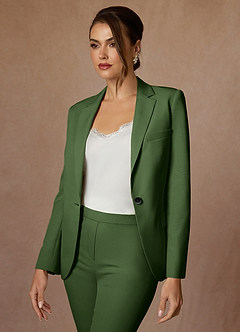 front Kennedy Olive Structured Stretch Pants Suit