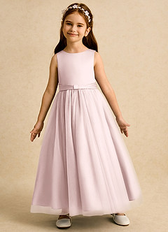 Azazie Lior Robe Demoiselle D'honneur Fillette Robe Princesse en Tulle Plissé Rose Pâle image4