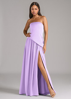 Azazie Adeline Bridesmaid Dresses Lilac A-Line Strapless Stretch Satin Convertible Dress image1