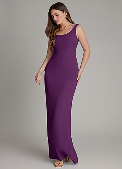 Azazie Hadley Bridesmaid Dresses Grape Mermaid Pleated Chiffon Dress image4