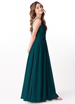 Azazie Astrid Junior Pine A-Line Floral Chiffon Dress image5