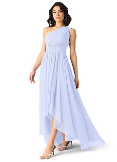 Azazie Mathilda Bridesmaid Dresses Lavender A-Line One Shoulder Chiffon Dress image3