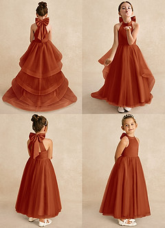 Azazie Bev Flower Girl Dresses Paprika A-Line Convertible Tulle Dress image2