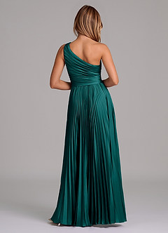 Azazie Lyrica Bridesmaid Dresses Peacock A-Line One Shoulder Stretch Satin Dress image8