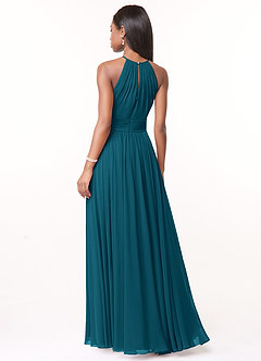 Azazie Cherish Bridesmaid Dresses Ink Blue A-Line Pleated Chiffon Dress image2