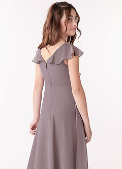 Azazie Posie Junior A-Linie Gestreift Chiffon Kleid Dämmerung image5