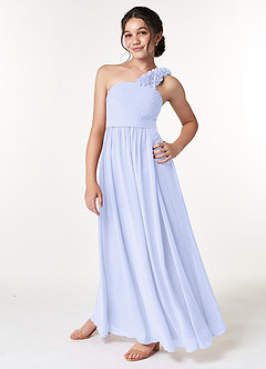 Azazie Flower Junior Lavender A-Line Pleated Chiffon Dress image5