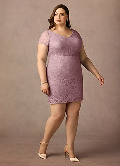 Azazie Lucilia Mother of the Bride Dresses Dusty Rose Sheath Lace Dress image10