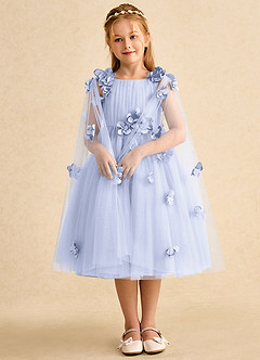 Azazie Staria Flower Girl Dresses Lavender Ball-Gown Ruched Tulle Dress image3