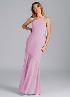 Azazie Tilla Jurken voor bruidsmeisjes Jurk van Chiffon met Zeemeermin One-Shoulder Snoep Roze image6
