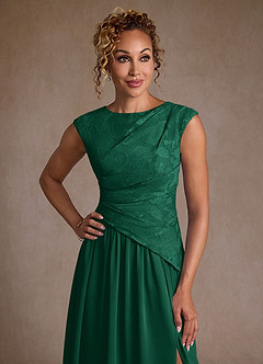Azazie Kalleen Kleider für die Brautmutter A-Linie Plissee Chiffon Kleid Smaragd image6