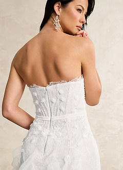 Azazie Ceresia Vestidos de novia Vestido de Diamante Blanco de Tul de Corte Recto con Lentejuela image7