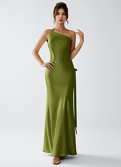 Stephanie Olive Luminous Satin Maxi Dress image4