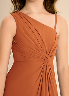 Azazie Brooke Junior Cinnamon A-Line Side Slit Chiffon Dress image7