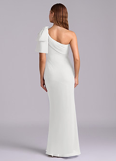 Azazie Yuanna Bridesmaid Dresses White Mermaid One Shoulder Chiffon Dress image2