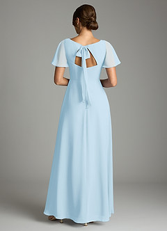 Azazie Kimber Bridesmaid Dresses Sky Blue A-Line Flounce Sleeve Chiffon Dress image3