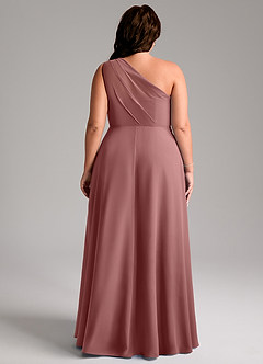 Azazie Phaedra Bridesmaid Dresses Desert Rose A-Line One Shoulder Chiffon Dress image10