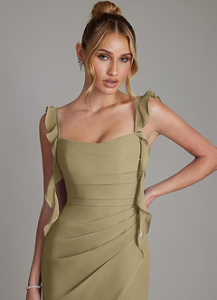 Azazie Jessamine Bridesmaid Dresses Moss Green Mermaid Corset Chiffon Dress image3