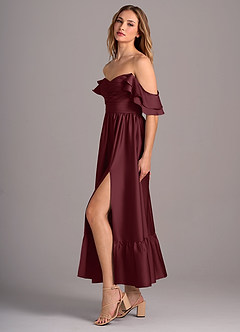 Azazie Anaya Bridesmaid Dresses Cabernet A-Line Sweetheart Neckline Stretch Satin Convertible Dress image4